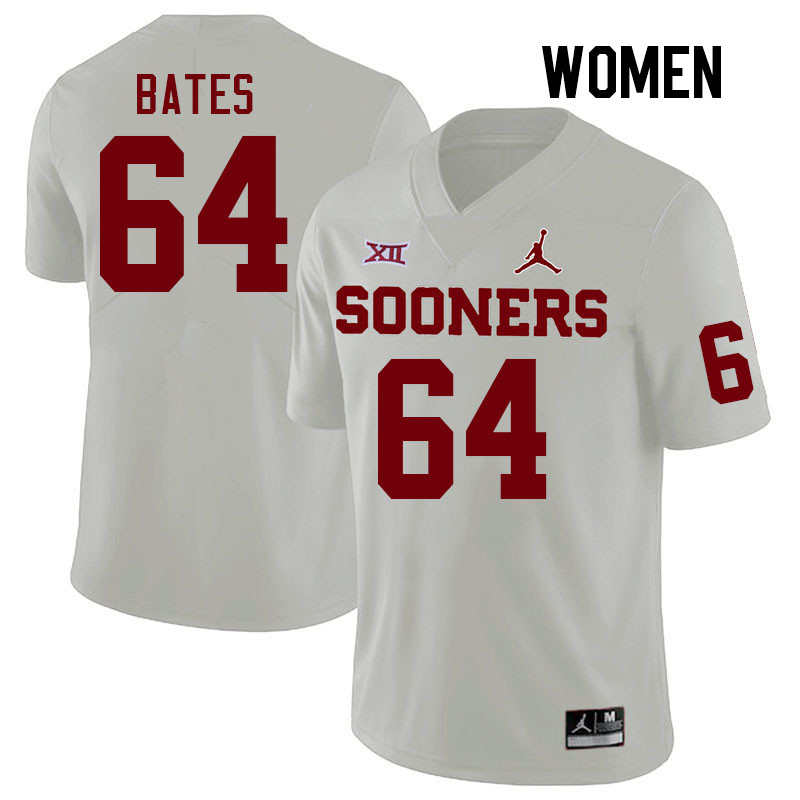 Women #64 Joshua Bates Oklahoma Sooners College Football Jerseys Stitched-White - Click Image to Close